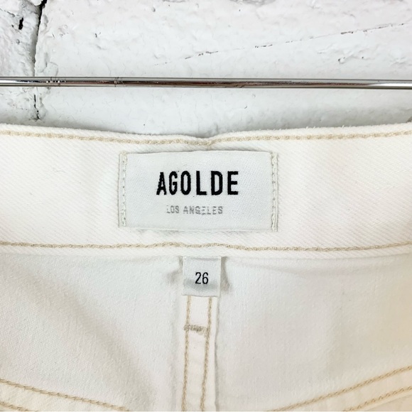 Agolde Parker White Cutoff Shorts Button Fly Denim Jean Shorts 26 - Picture 7 of 15